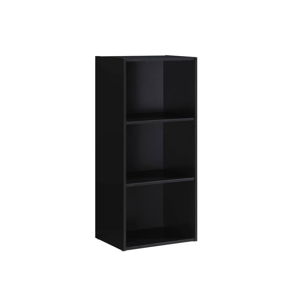 HODEDAH 3-Shelf 36 in. H Black Bookcase HID23 BLACK