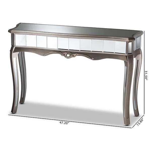 Elgin Glam and Luxe Brushed Wood and Mirrored Glass Console Table