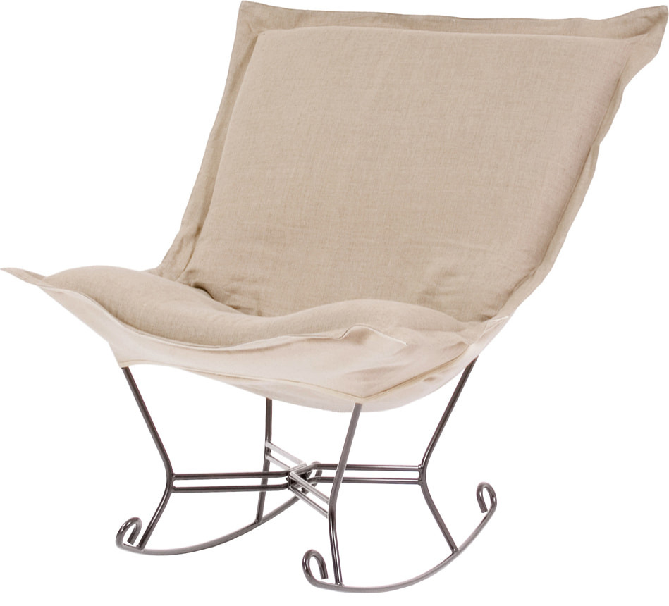 Prairie Linen Natural Scroll Puff Rocker   Transitional   Rocking Chairs   by BisonOffice  Houzz