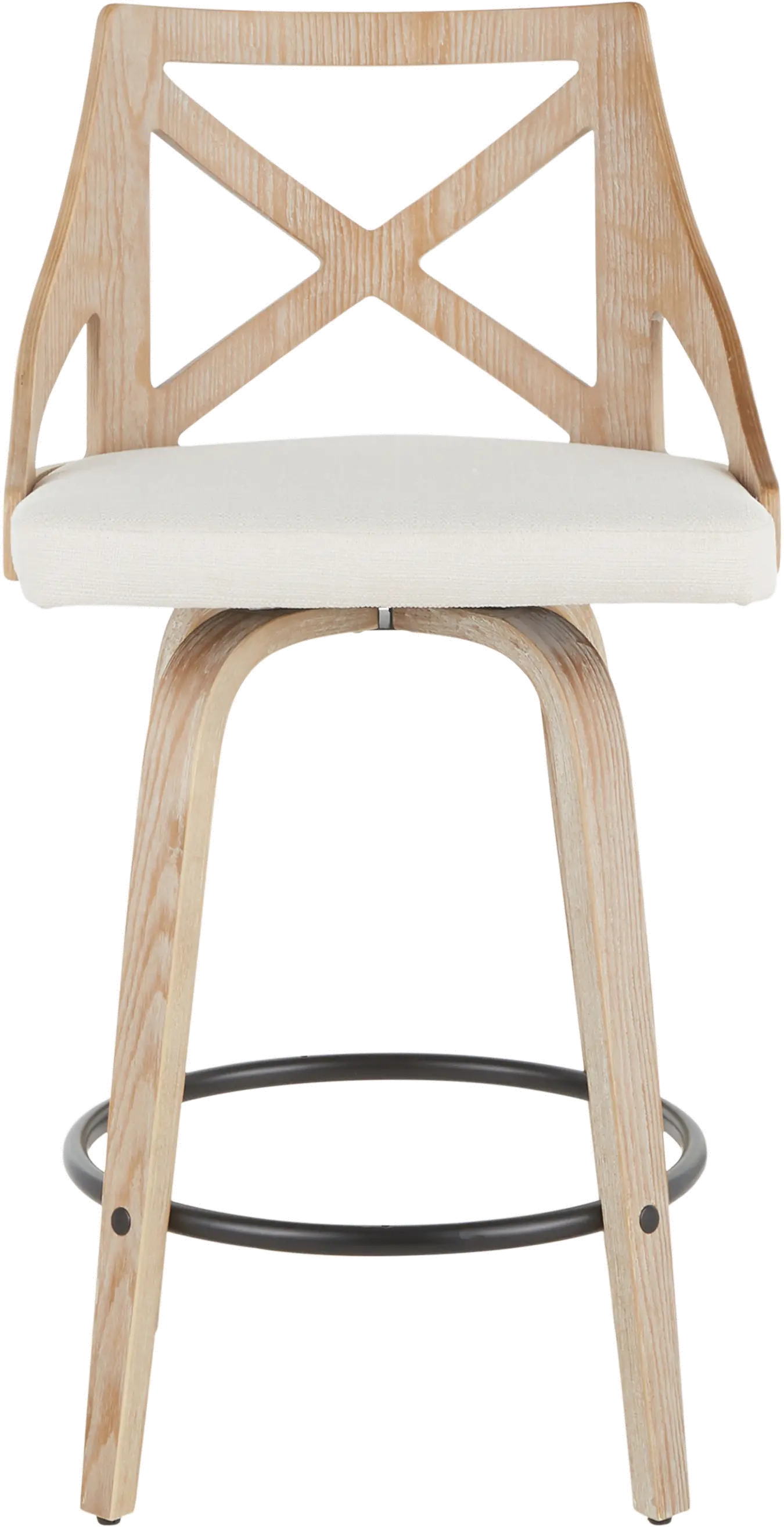 Charlotte Cream and White-Washed Wood Counter Stool， Set of 2