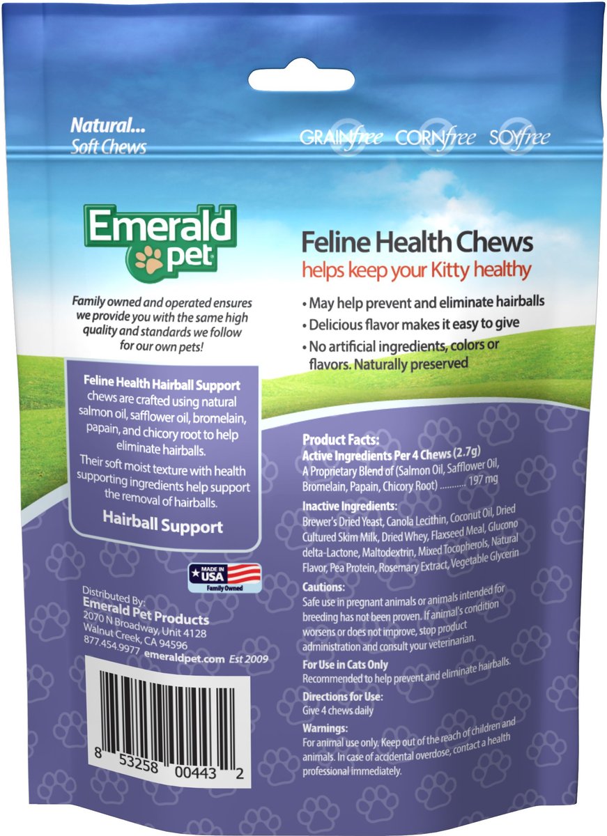 Emerald Pet Hairball Support Grain-Free Cat Soft Chews