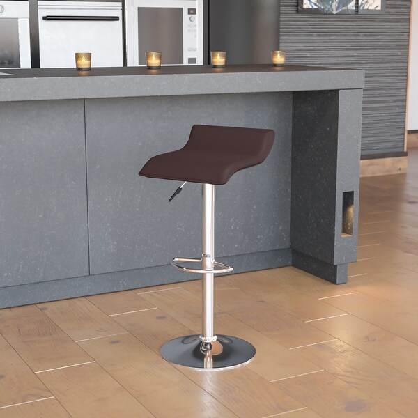 Contemporary Solid Wave Seat Vinyl Adjustable Bar Stool - 15