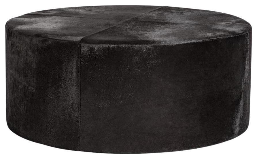 Ottoman ST FRANCIS Ebony Hide Black Top Grain Leather   Contemporary   Footstools And Ottomans   by EuroLuxHome  Houzz