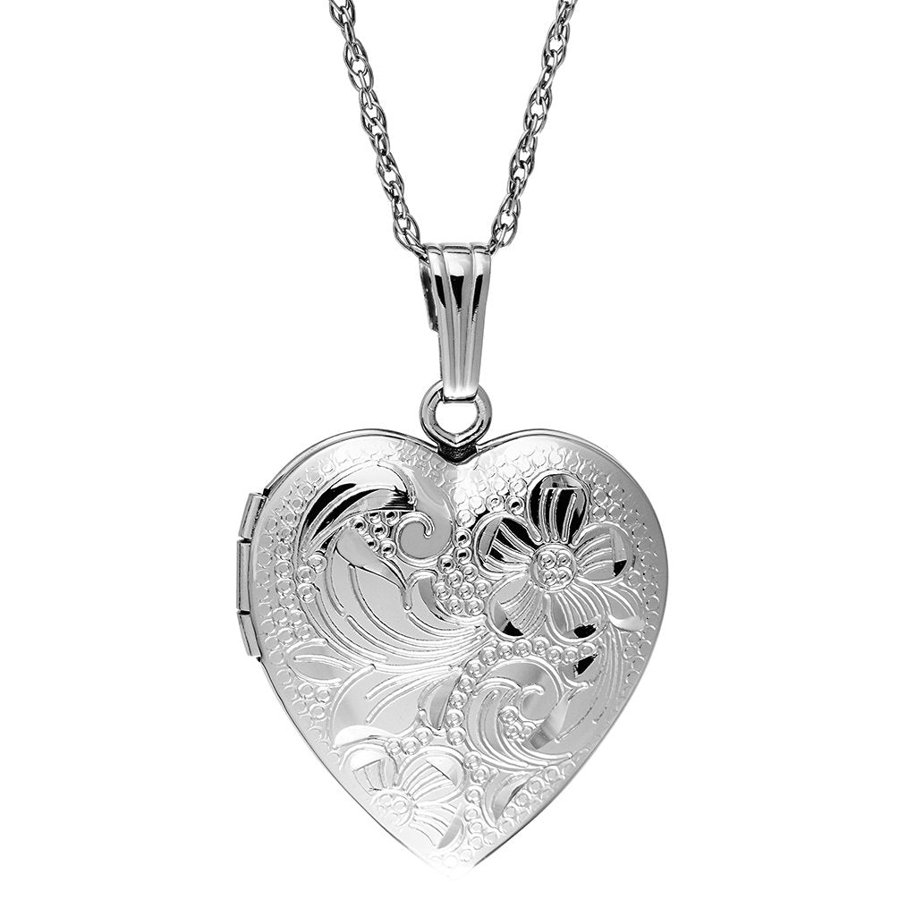 LeStage® Cape Cod  Sterling Silver Floral Heart Locket