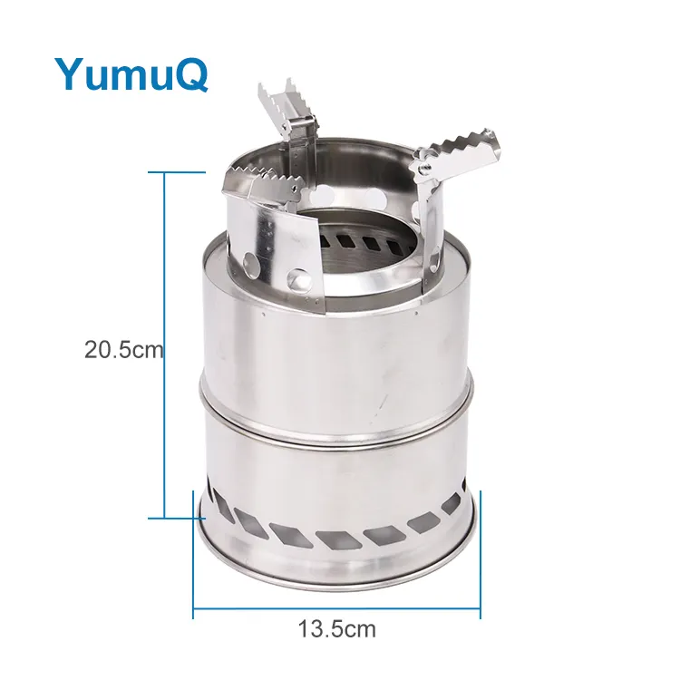 YumuQ 20.5cm Stainless Steel Hot Selling Foldable Portable Wood Burning Camping Stove For Outdoor Picnic Hiking