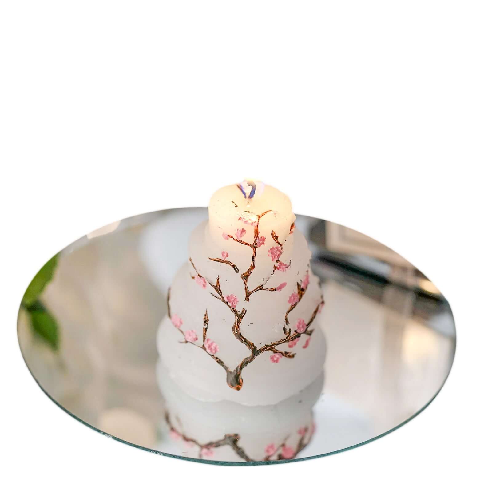 Gift Wrapped Cherry Blossom Wedding Cake Candle Party Favors With Thank You Tag 2