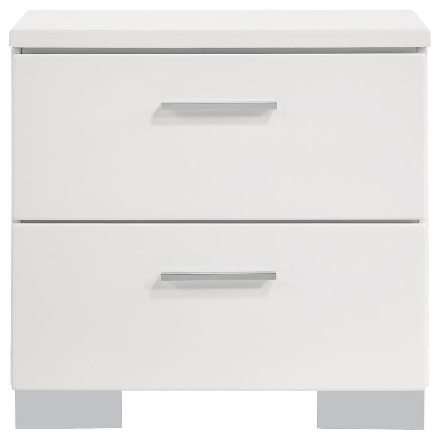 Felicity 2-drawer Nightstand Glossy White  - 203502-N