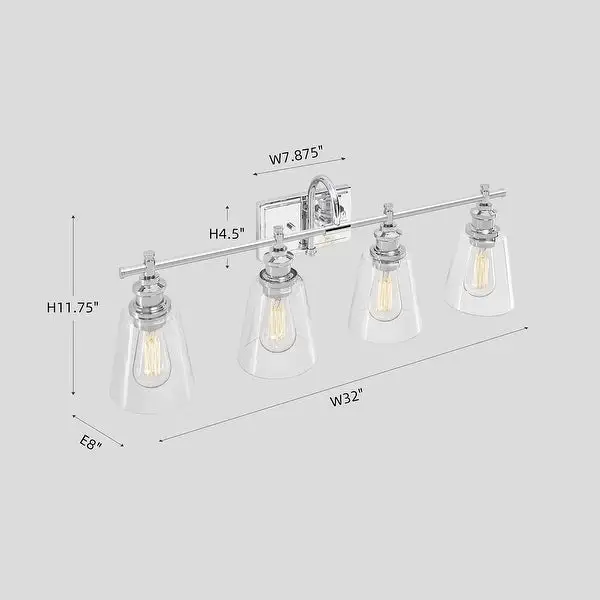 KAWOTI 4-Light Bathroom Vanity Light with Glass Shade