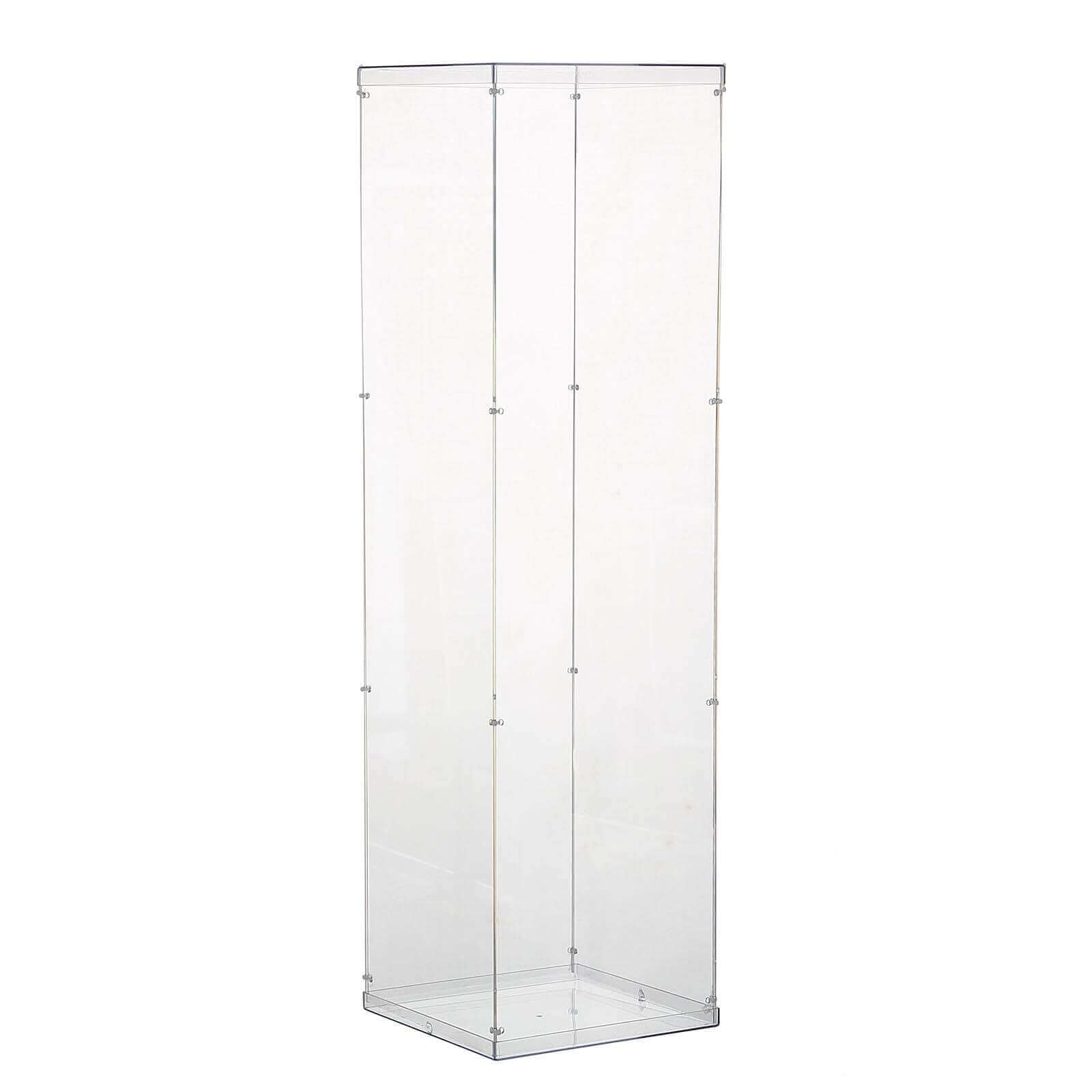 Floor Standing Clear Acrylic Pedestal Riser, Transparent Display Box with Interchangeable Lid and Base 40