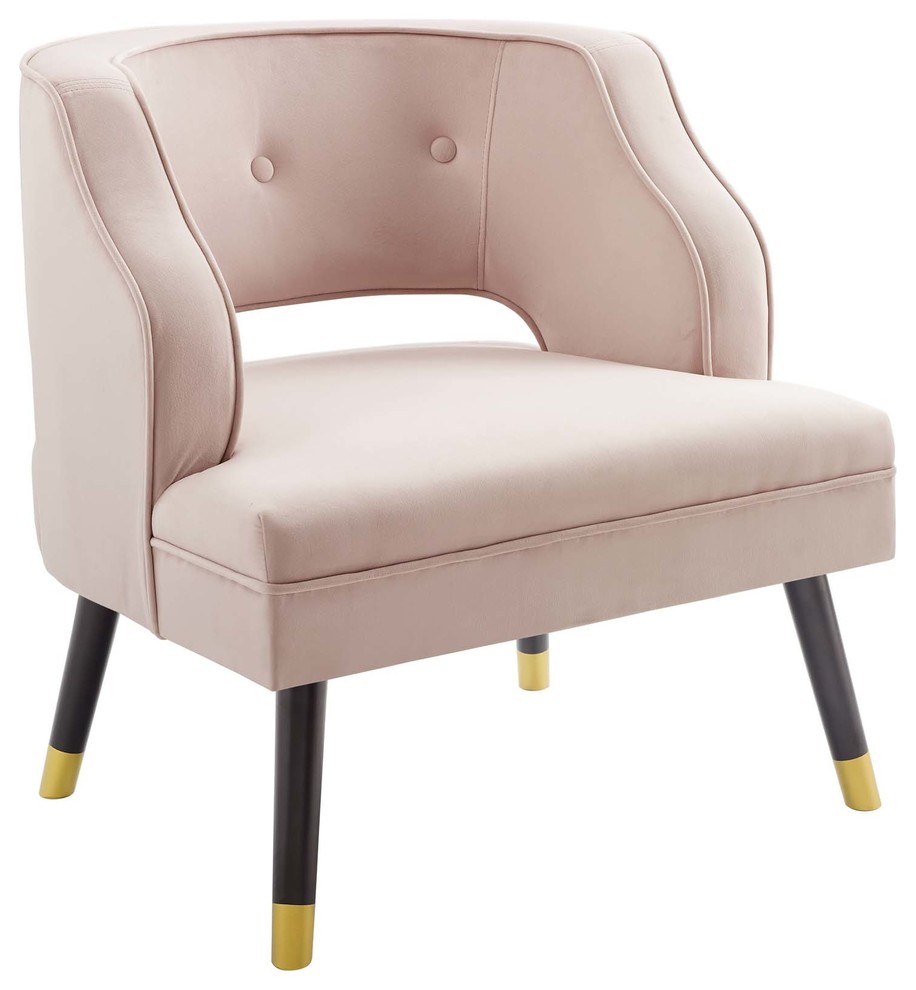 Traipse Button Tufted Open Back Performance Velvet Armchair   Midcentury   Armchairs And Accent Chairs   by Modway  Houzz