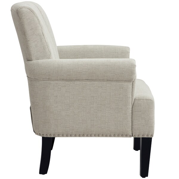 Living Room Accent Chairs Polyester Upholstered Rivet Tufted Scroll Armchairs