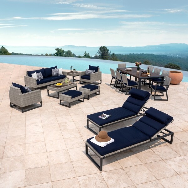 Milo Grey 18 Piece Sunbrella Outdoor Patio Estate Set