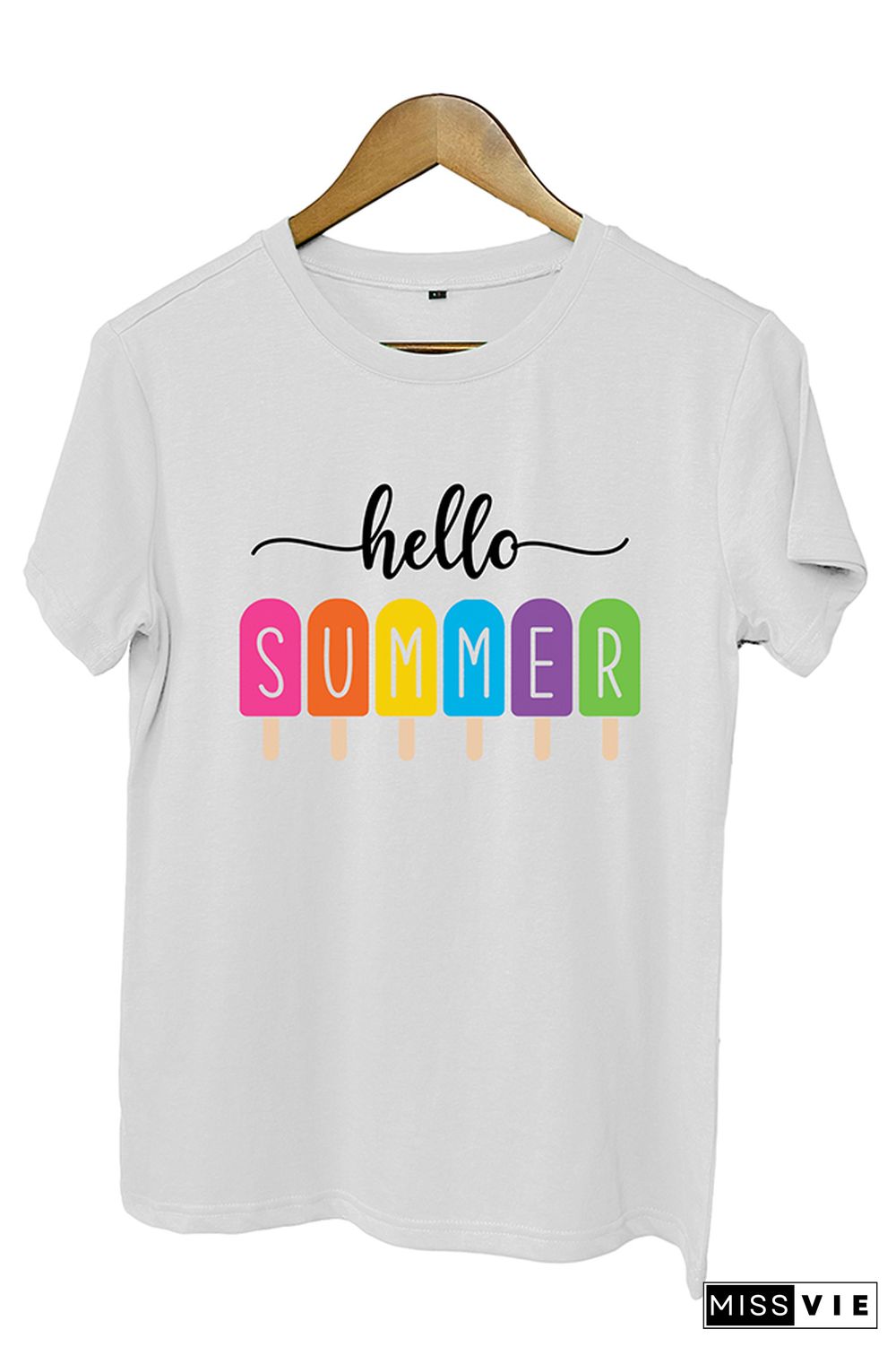 Hello Summer Print Graphic Tee Wholesale