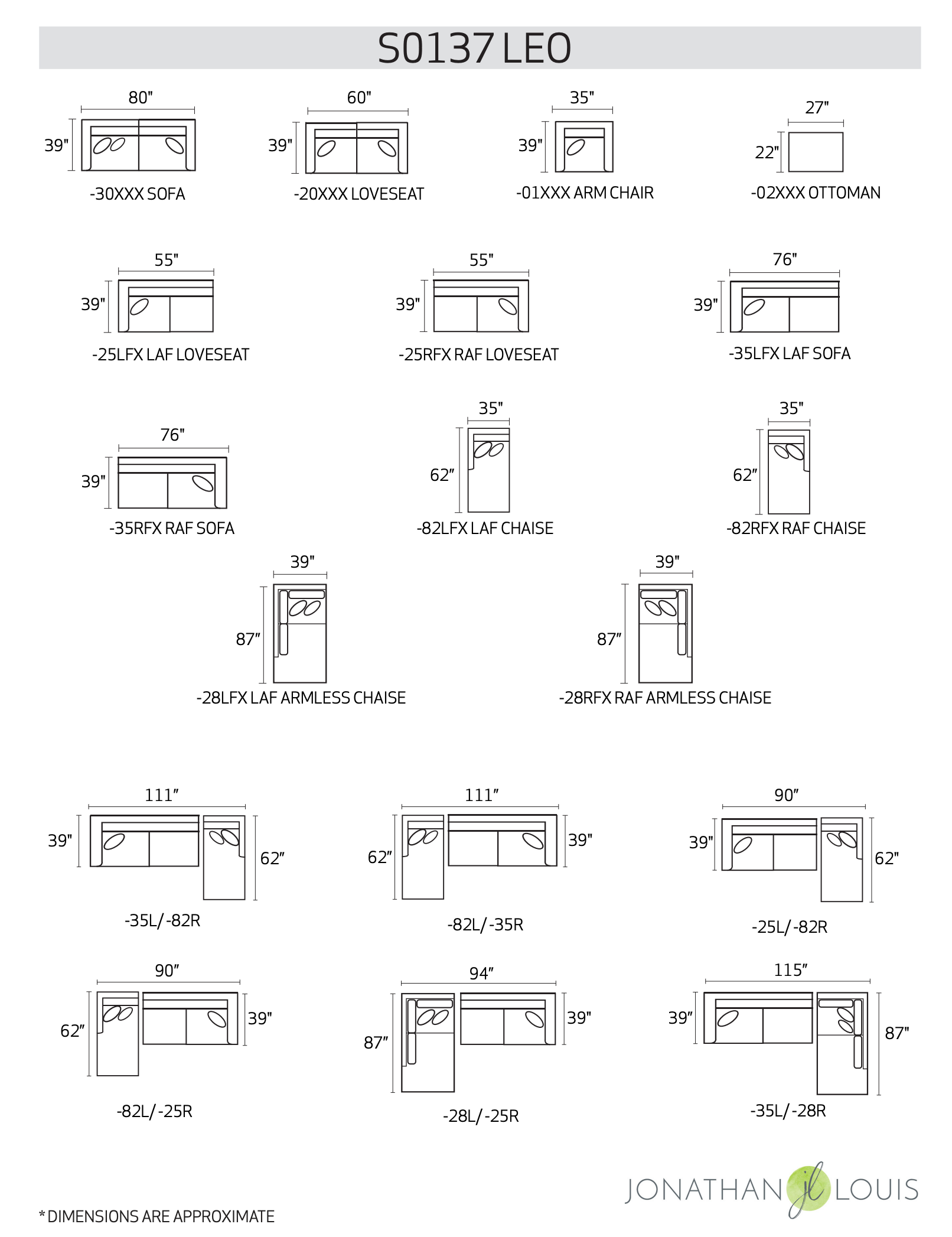 LEO SOFA W/CHAISE