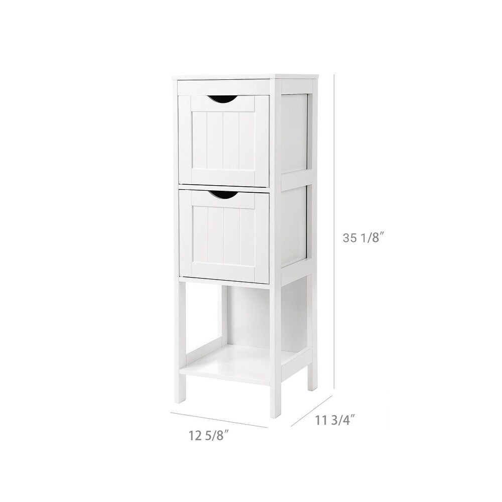 Floor Cabinet Multifunctional Bathroom Storage Organizer Rack Stand  2 Drawers  White   11.8\