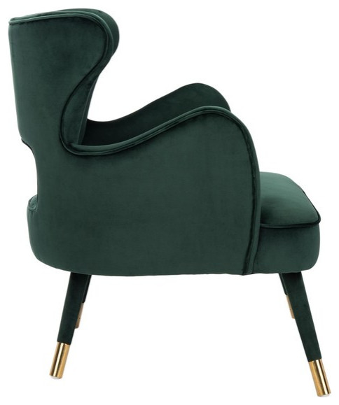 Blair Wingback Accent Chair Forest Green/Gold Safavieh   Midcentury   Armchairs And Accent Chairs   by HedgeApple  Houzz