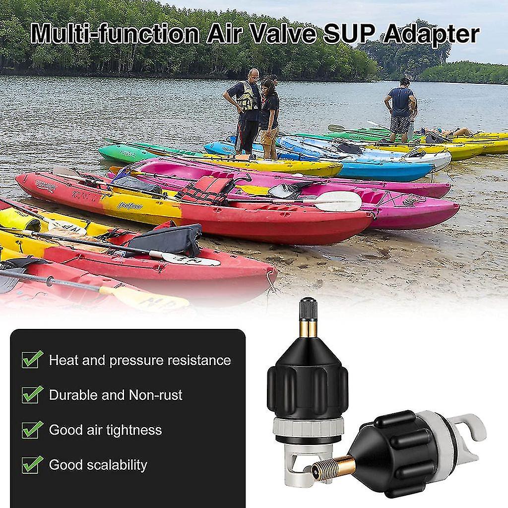 2-pack Sup Pump Adapter， Portable Sup Valve Adapter， Canoe Kayak Inflatable Boat Air Pump Accessories (black)