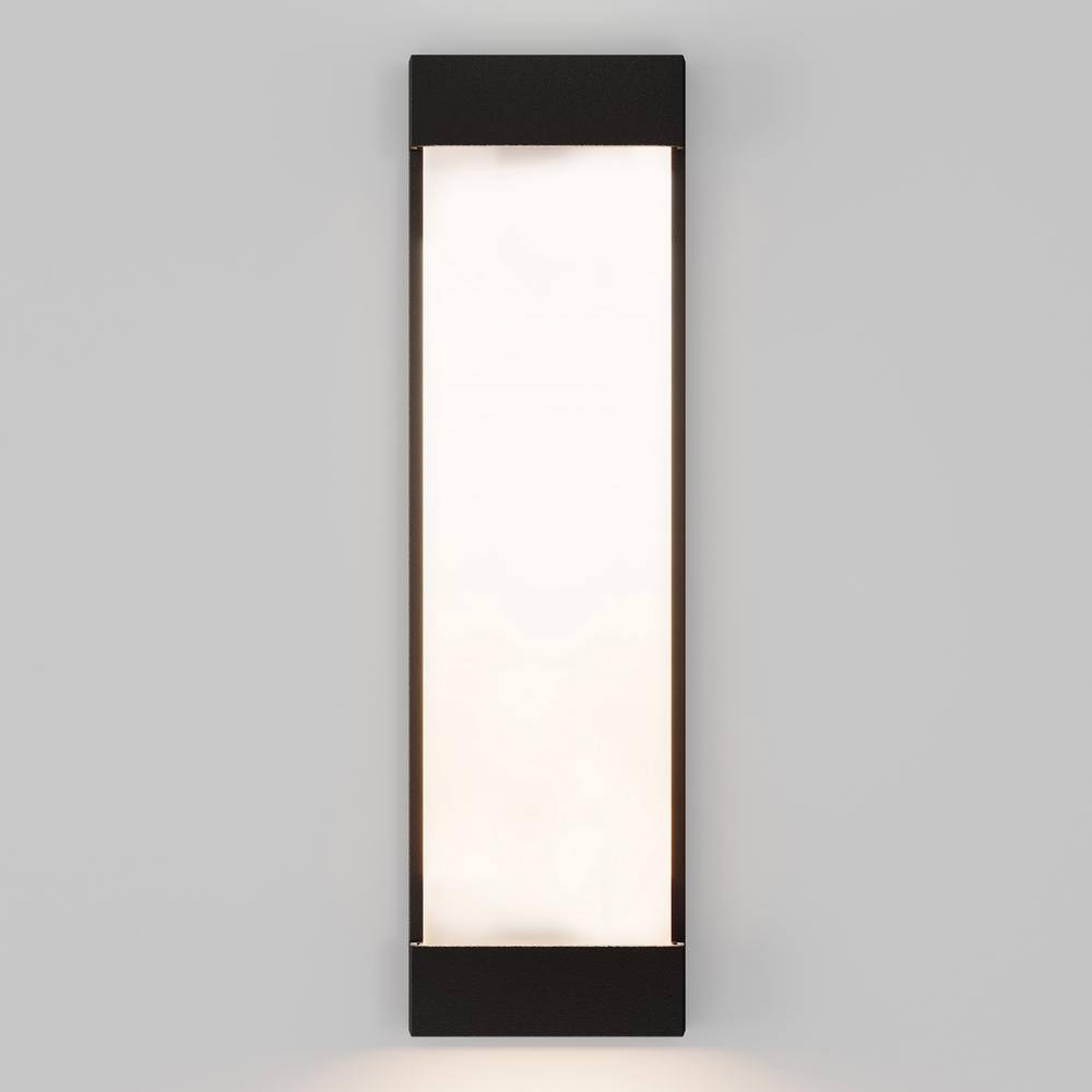 Artika Glacier Black Modern Large Integrated LED Outdoor Hardwired Garage and Porch Light Lantern Sconce 17OUT-GL-PMB