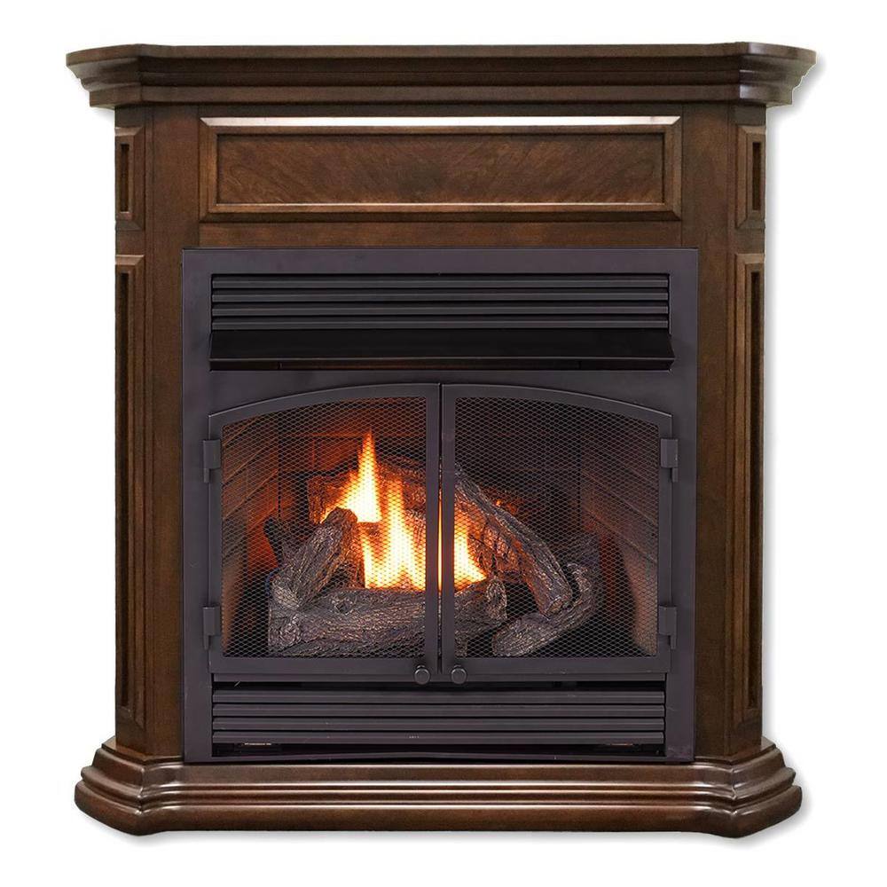 Duluth Forge Dual Fuel Ventless Fireplace - 32000 BTU T-Stat Control Nutmeg Finish 170165