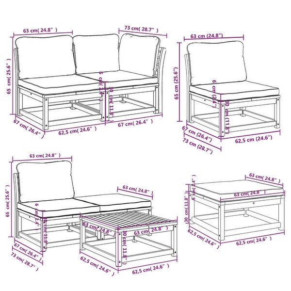 vidaXL Patio Sofa with Cushions 2Seater Outdoor Loveseat Solid Wood Acacia