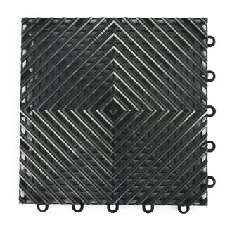 Greatmats Perforated Click 12-18 in. x 12-18 in. Black Plastic Garage Floor Tile (25-Pack) PCGT1X1BLK25