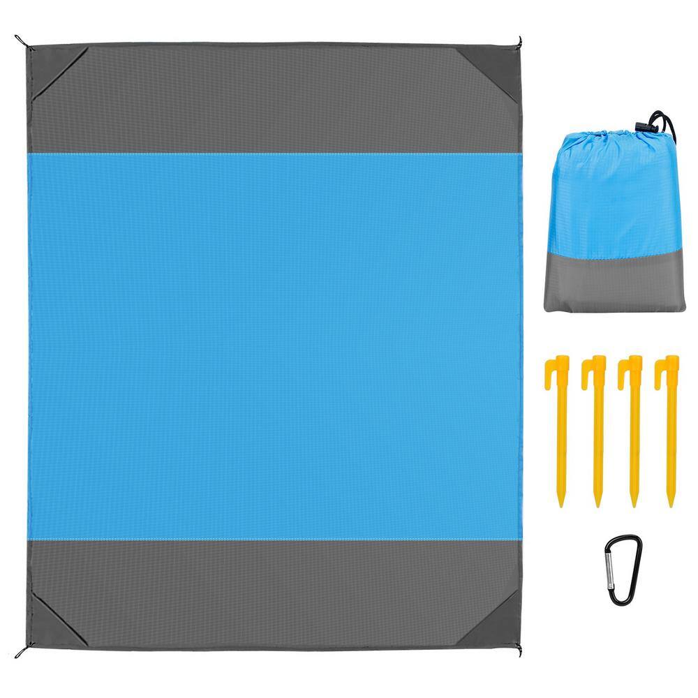 Afoxsos 78.7'' x 82.6'' Blue Sand Proof Picnic Blanket Water Resistant Foldable Camping Beach Mat HDDB1339