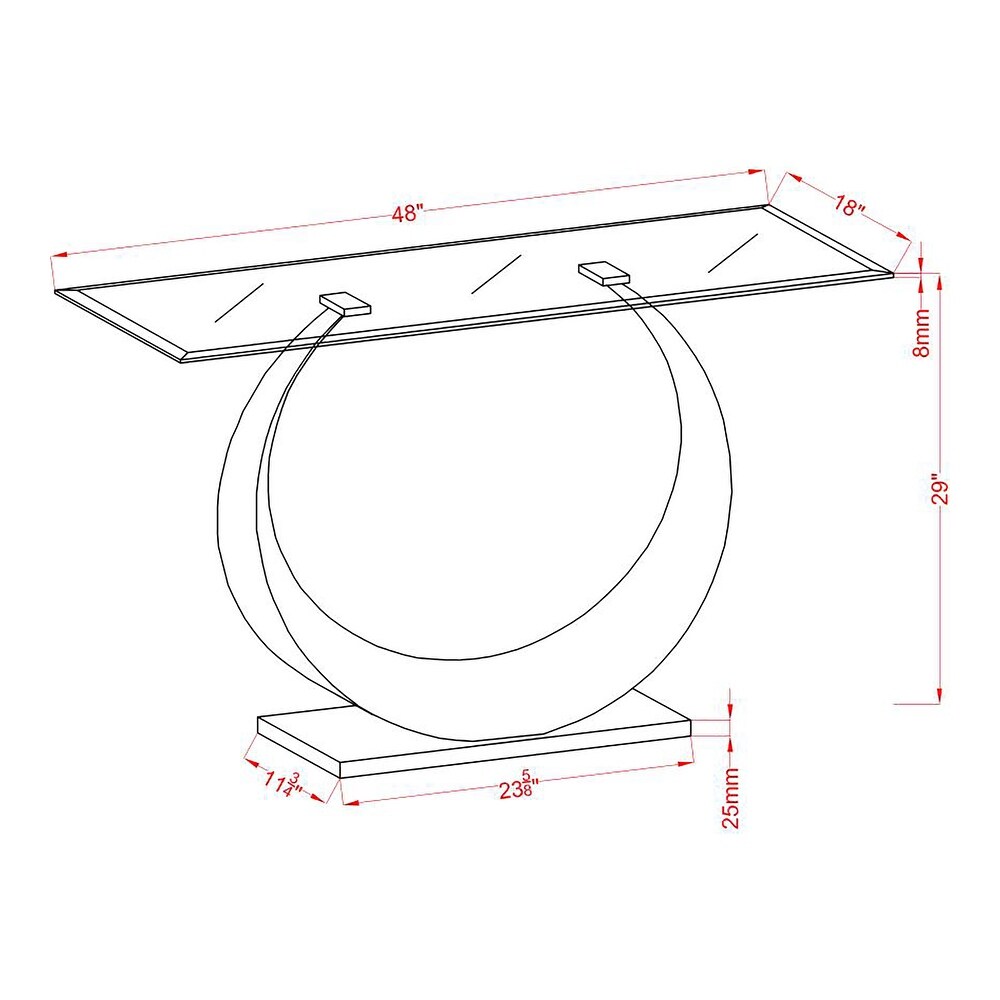 Heer Contemporary Black 48 inch Glass and Metal Sofa Table by Furniture of America