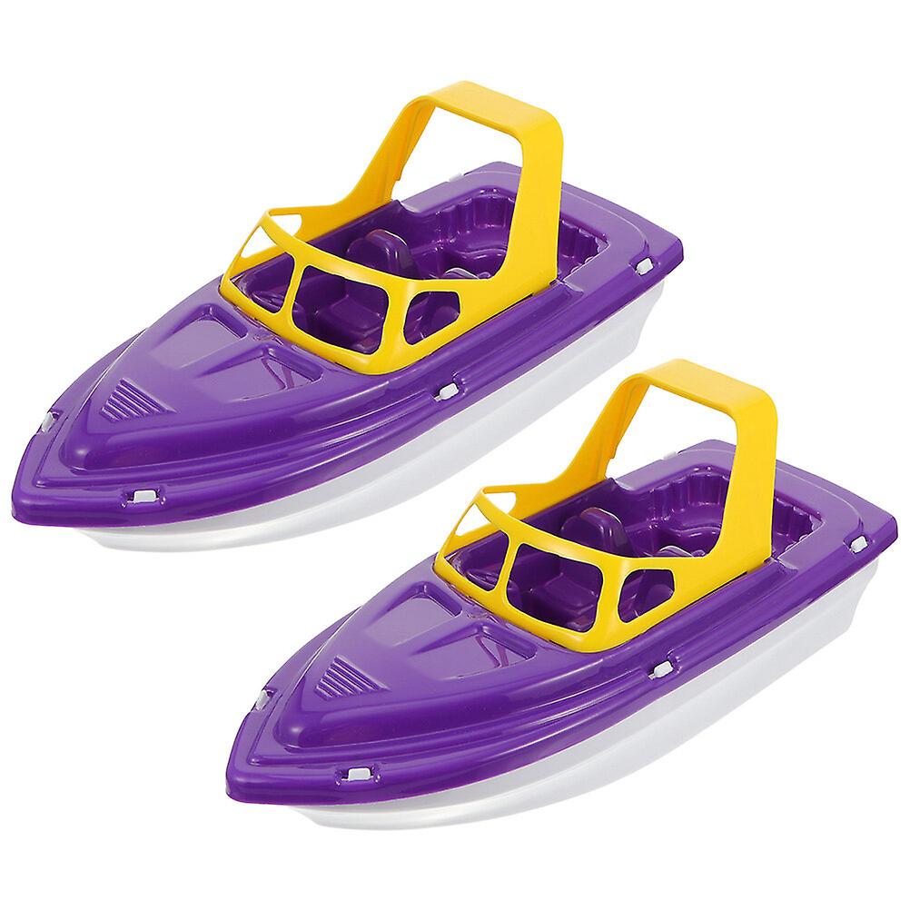 2pcs Colored Boat Toys Cartoon Yacht Toys For Kids Plastic Boat Toys Children Beach Boat Toys