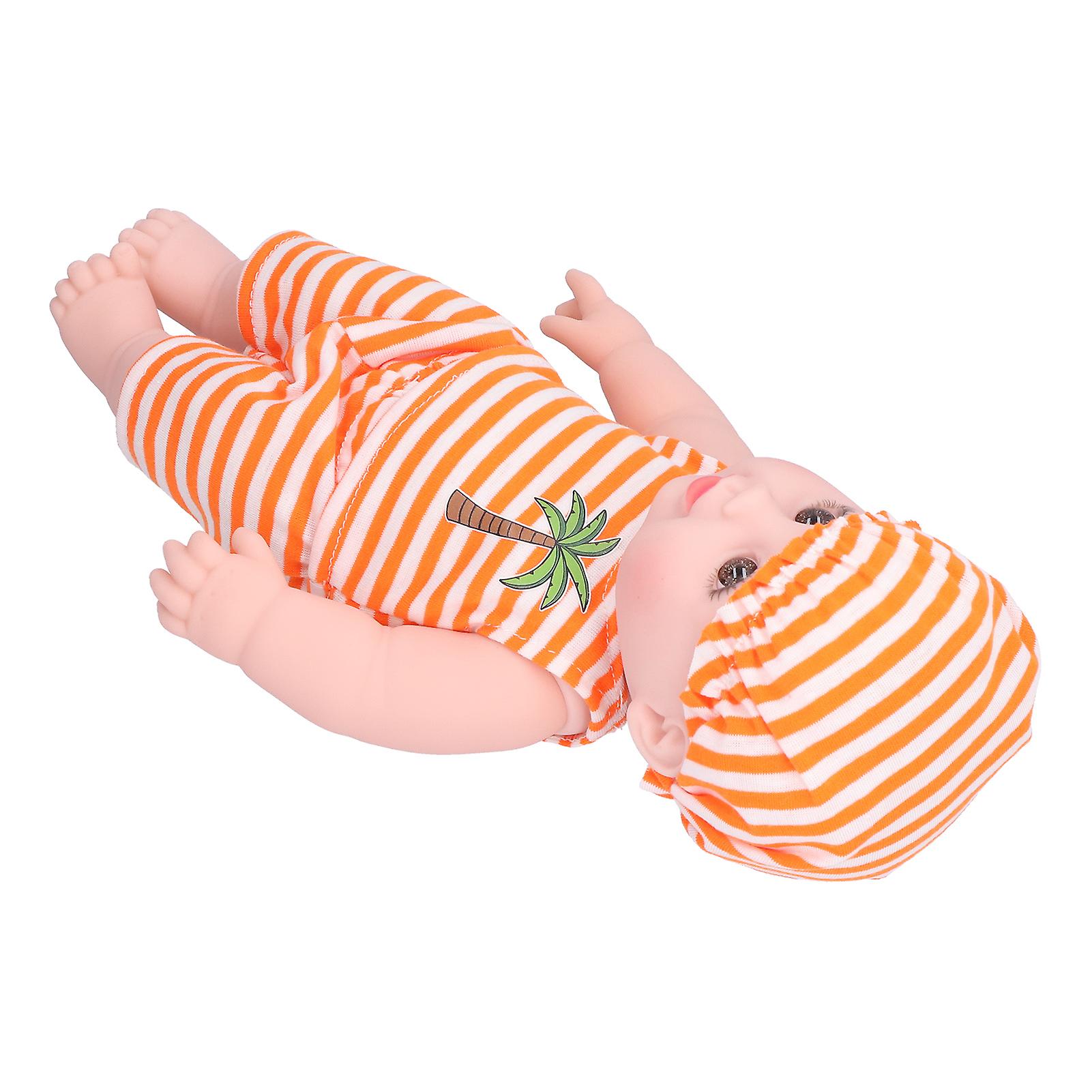 Interactive Baby Doll Soft Vinyl Body Newborn Baby Doll Simulation Baby Doll Orange