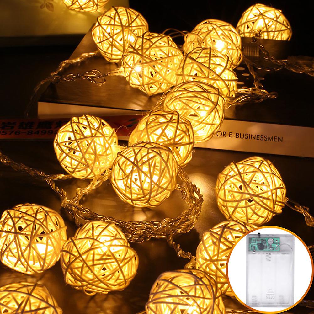 20LED Rattan Ball String Lights Romantic Decorative Fairy Light for Outdoor Indoor