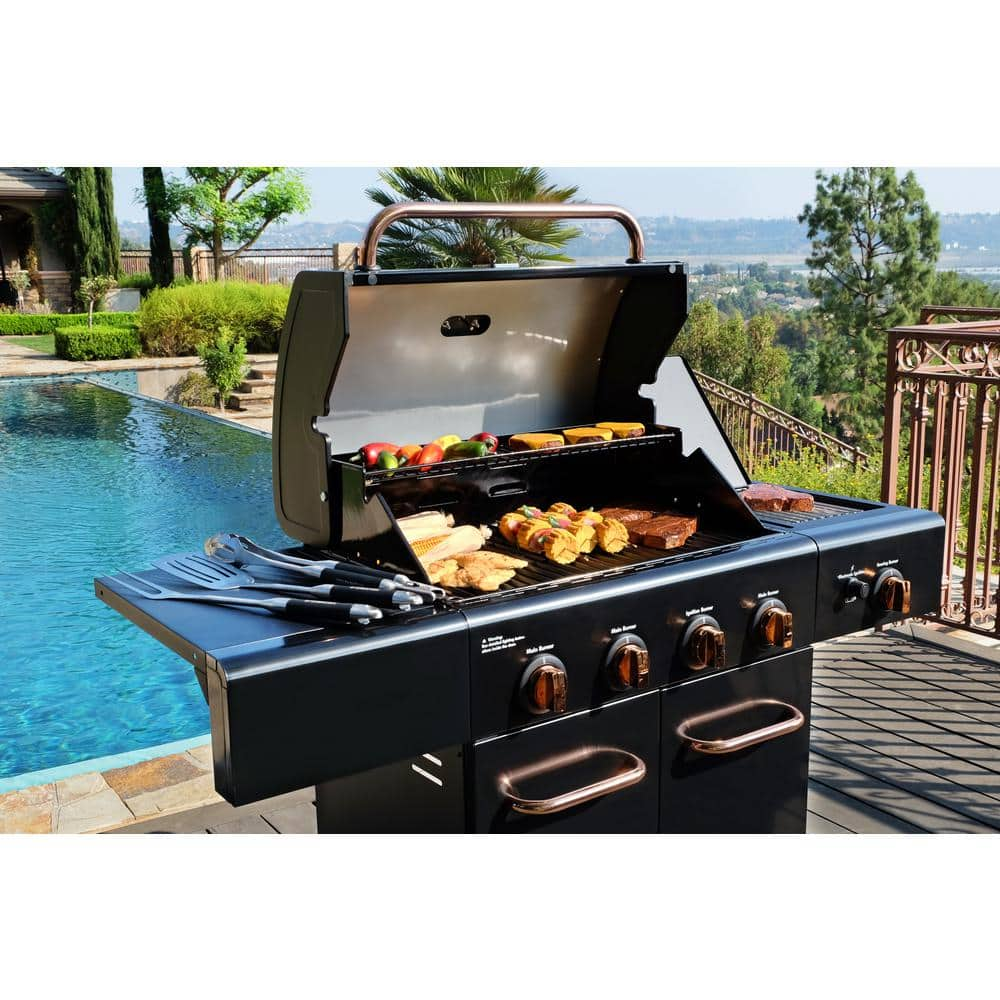 KENMORE 4Burner Propane Gas Grill with Side Searing Burner in Black with Copper Accent