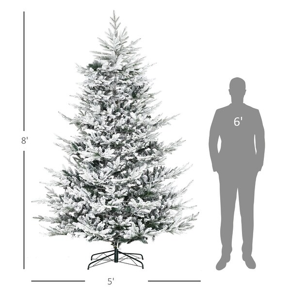 HOMCOM 8 Foot Snow Flocked Artificial Christmas Tree