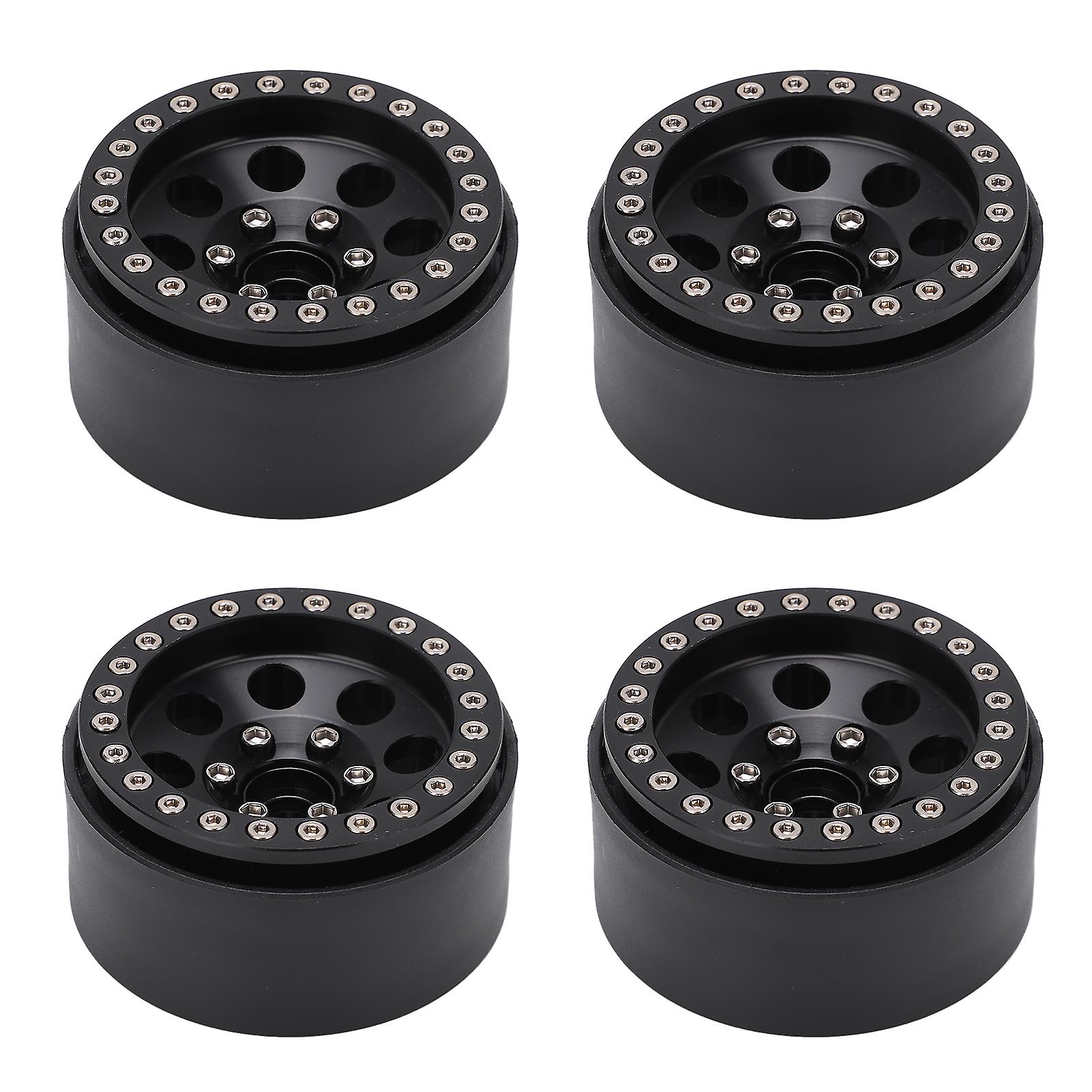 4pcs 1.9 Inch Rc Metal Beadlock 8 Round Hole Wheel Rim Hubs For Axial Scx10 90046 Rc 1/10 Carblack