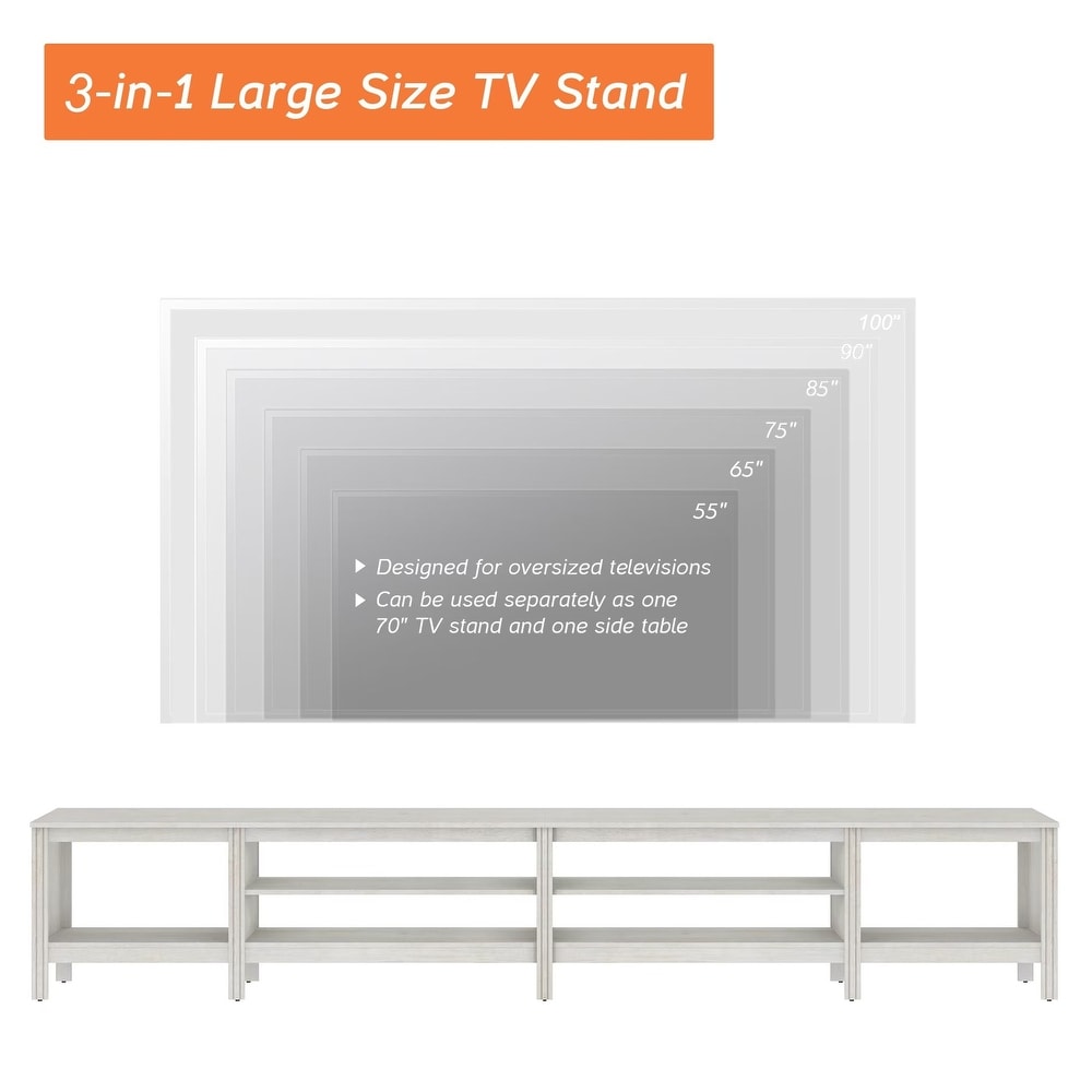 Large TV Stand for 75/85/100 Inch TV  Classic Wood TV Console Table