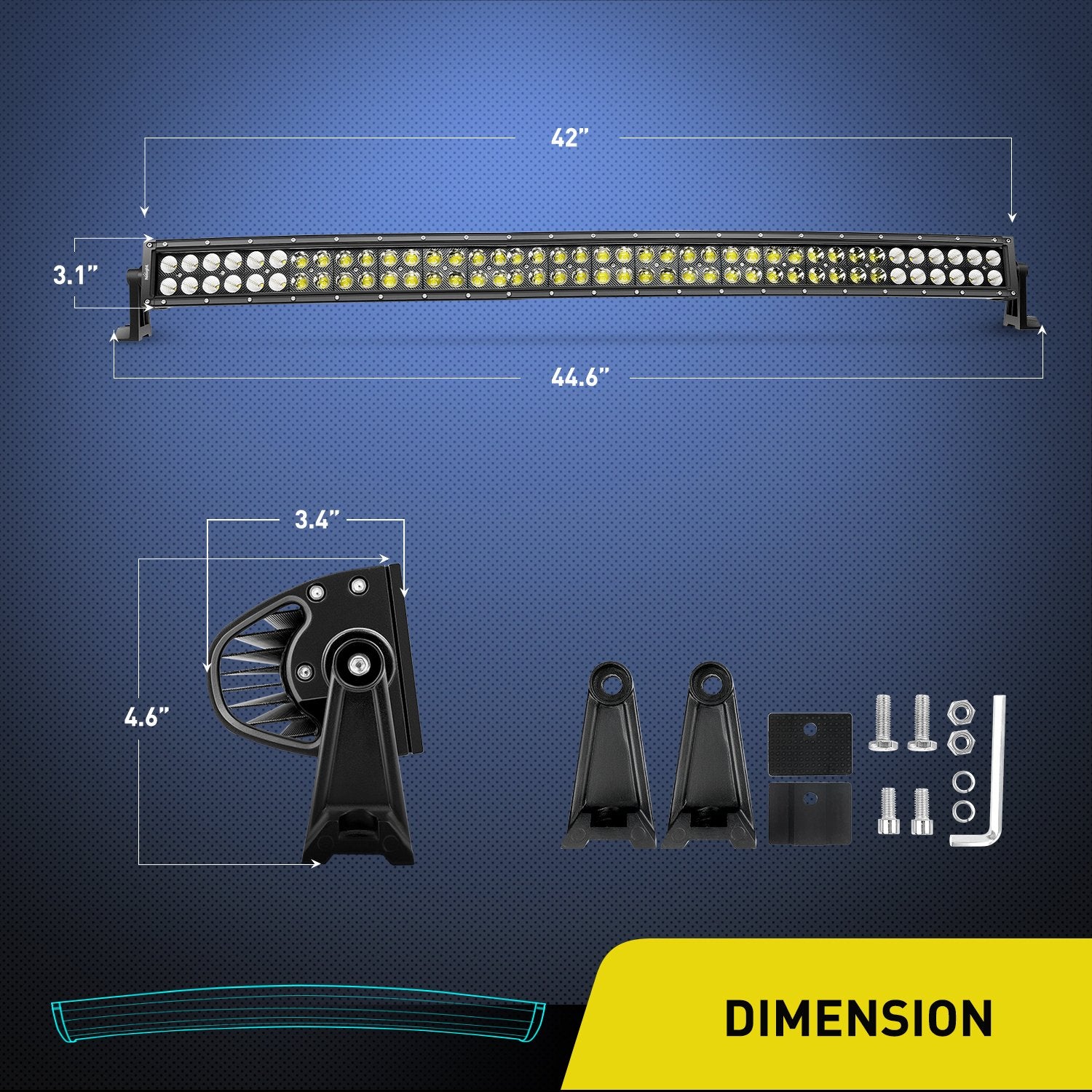 Nilight 42 Inch 240W Black Curved Work Light Spot Flood Combo LED Light Bar and 2PCS 4Inch 18W Spot LED Pods and Wiring Harness Kit for Rv Atv SUV Boat Jeep Lamp Off-road Lighting， 2 years Warranty