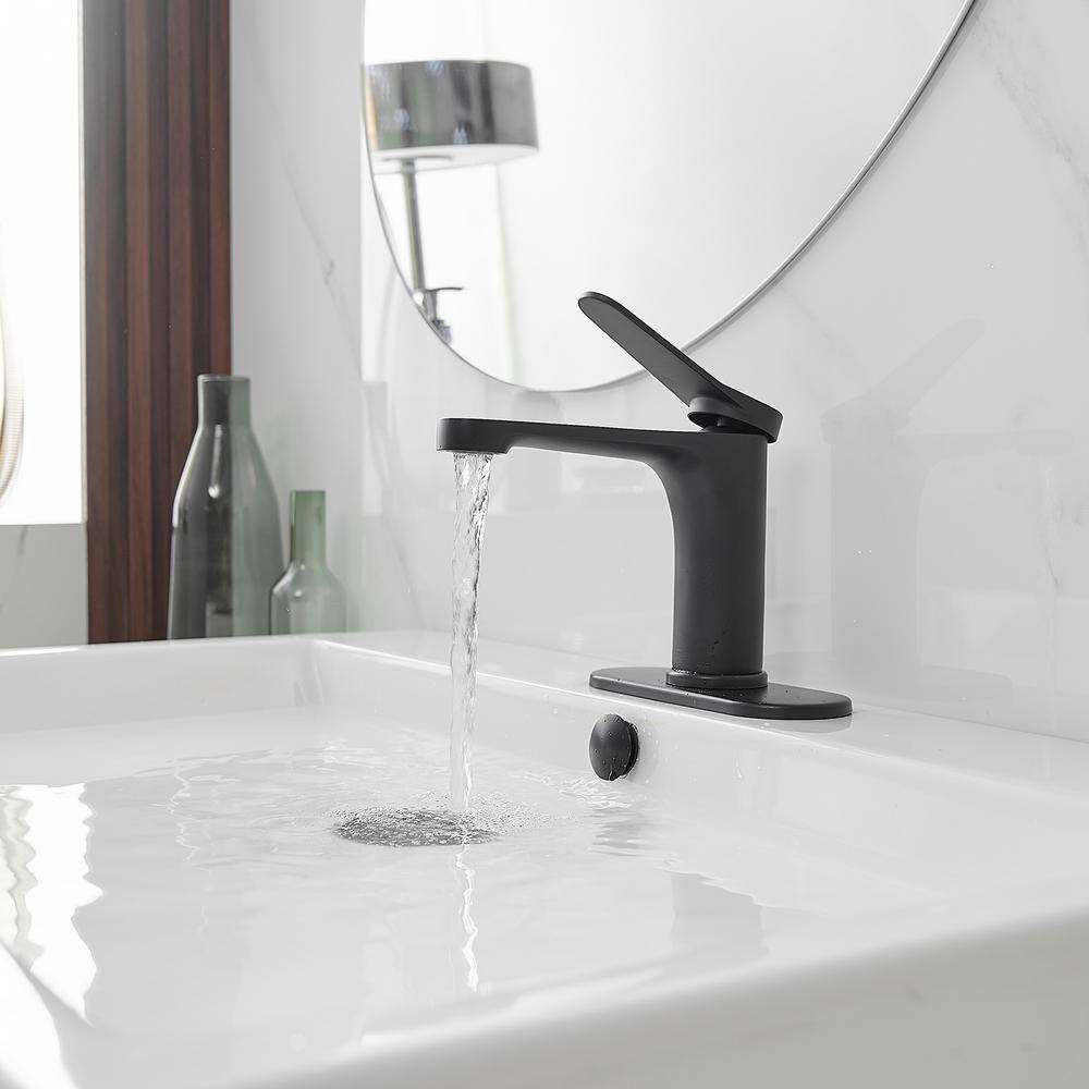 BWE Single Hole Single-Handle Bathroom Faucet in Matte Black A-96033-Black