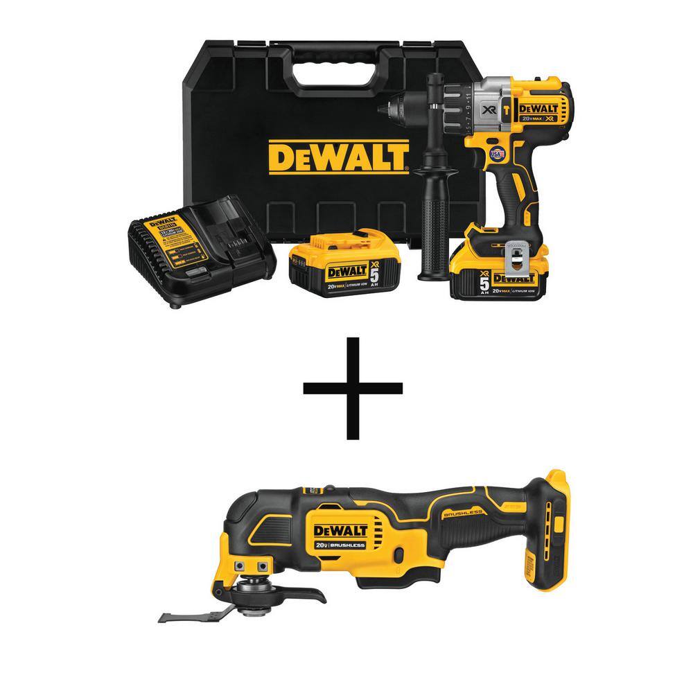 DW 20V MAX XR Brushless Cordless 3-Speed 12 in. Hammer Drill Kit and ATOMIC 20V Brushless Oscillating Multi Tool DCD996P2WDCS354