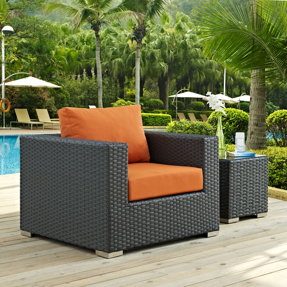 Sojourn Outdoor Patio Sunbrella Armchair   Tropical   Outdoor Lounge Chairs   by Beyond Design  ampMore  Houzz