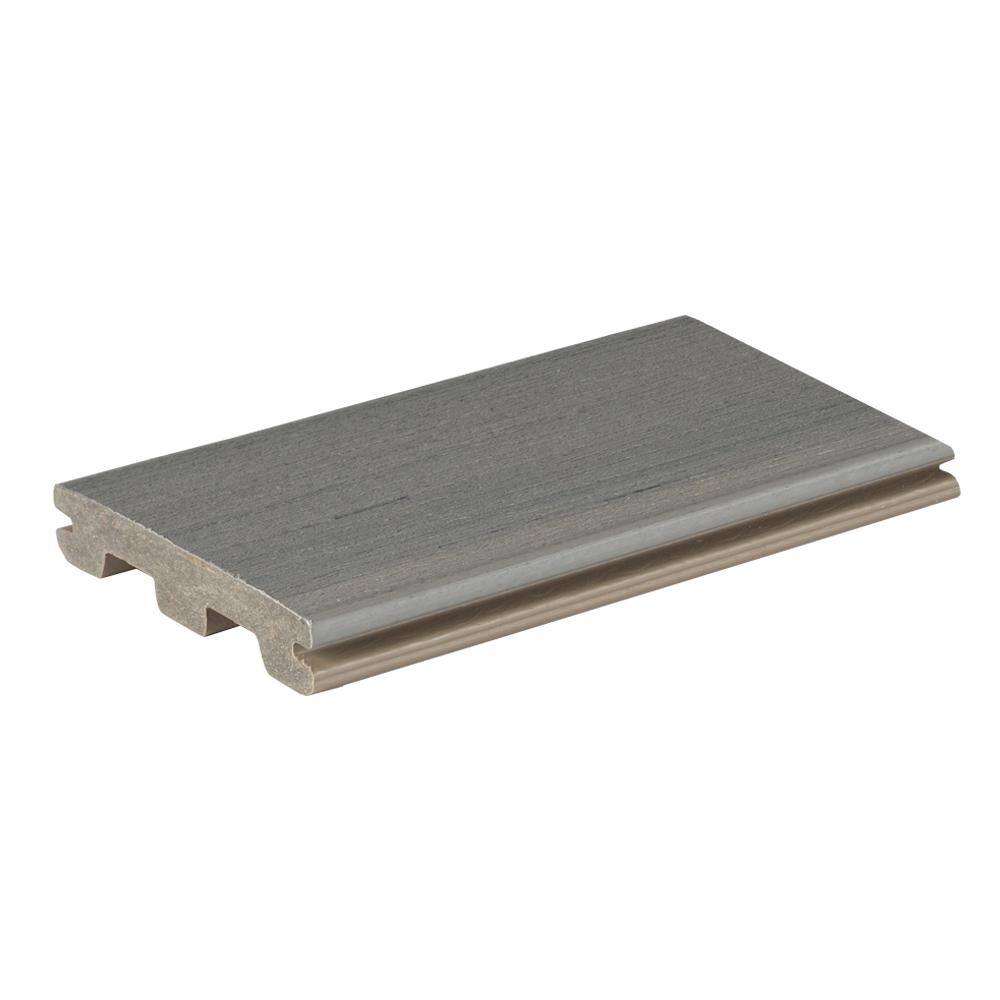 TimberTech Composite Prime Plus 54 in. x 6 in. x 1 ft. Grooved Sea Salt Gray Composite Sample (Actual:0.94 in. x 5.36 in. x 1 ft.) SAMP-ES12ST