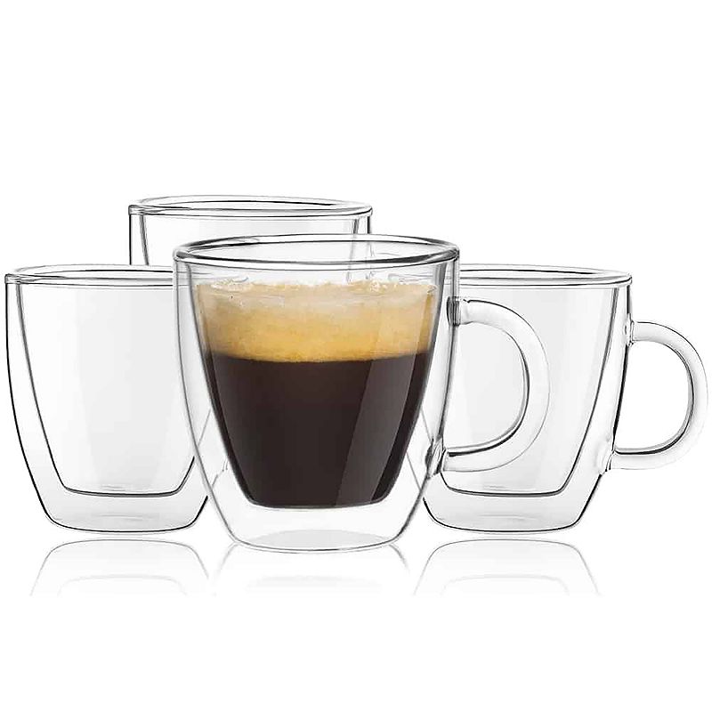 JoyJolt Double Wall Espresso 5.4-oz. 4-pc. Glass Set