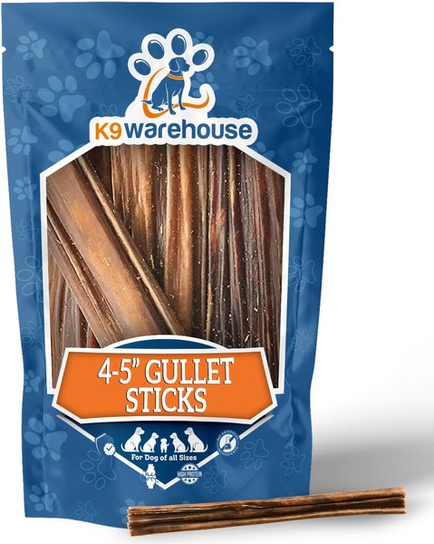 K9warehouse Gullet Sticks 4 to 5-inch Beef Flavored Dog Chews， 16-oz pouch