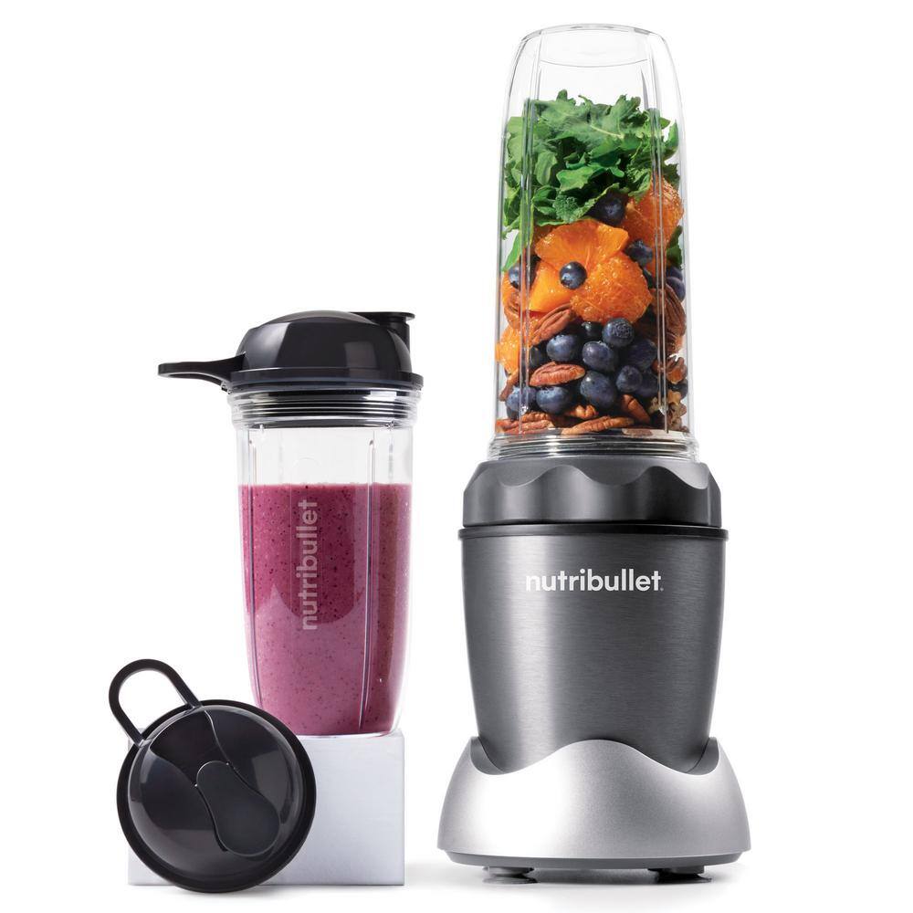 NutriBullet Pro 1000 32 oz. Single Speed Gray Blender with 24 oz. Cup and Lids NB-50100C