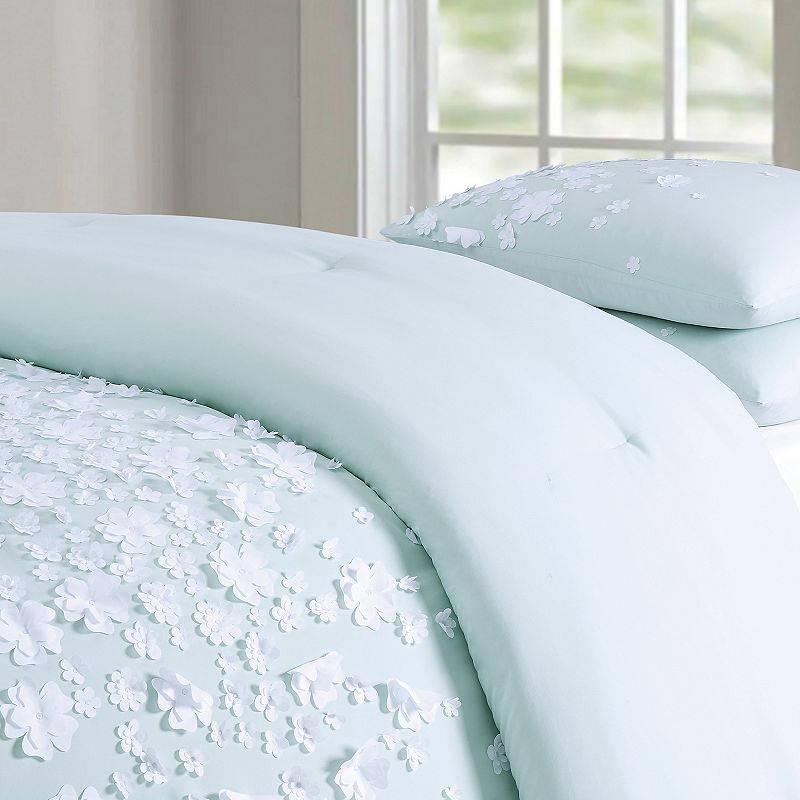 Christian Siriano New York? Confetti Flowers 3-Piece Mint Full/Queen Duvet Cover Set