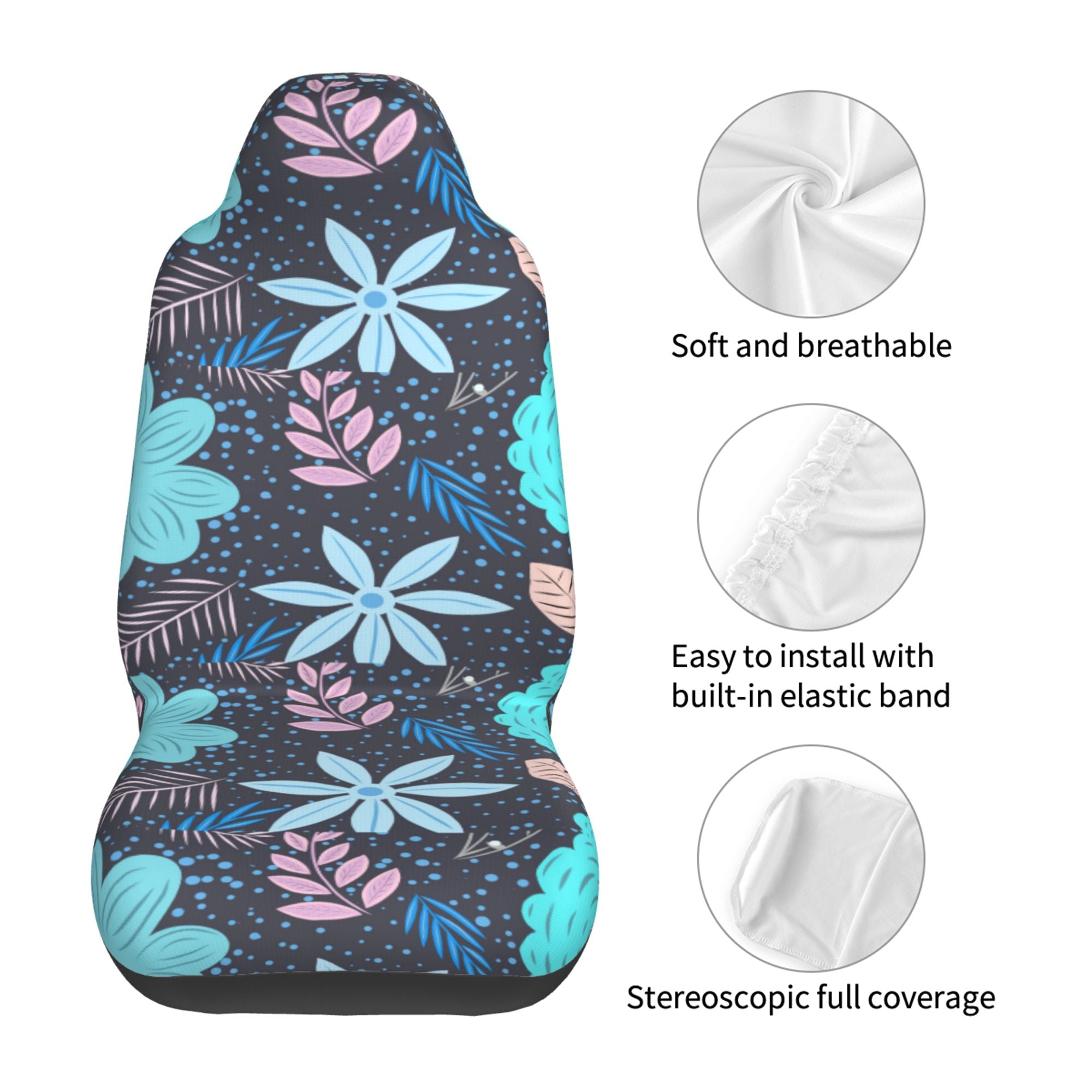 ZICANCN Car Seat Cover Flowers Texture Design Car Front Seat Covers Protectors ， Automotive Seat Covers for Cars Trucks Suv