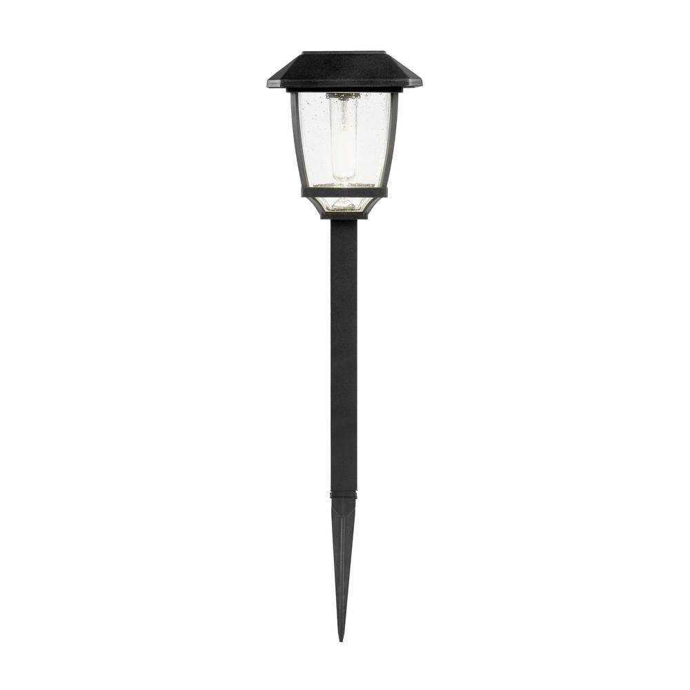 Hampton Bay Solar Black LED Path Light 14 Lumens with Seedy Glass Lens and Vintage Bulb P5100-01-22