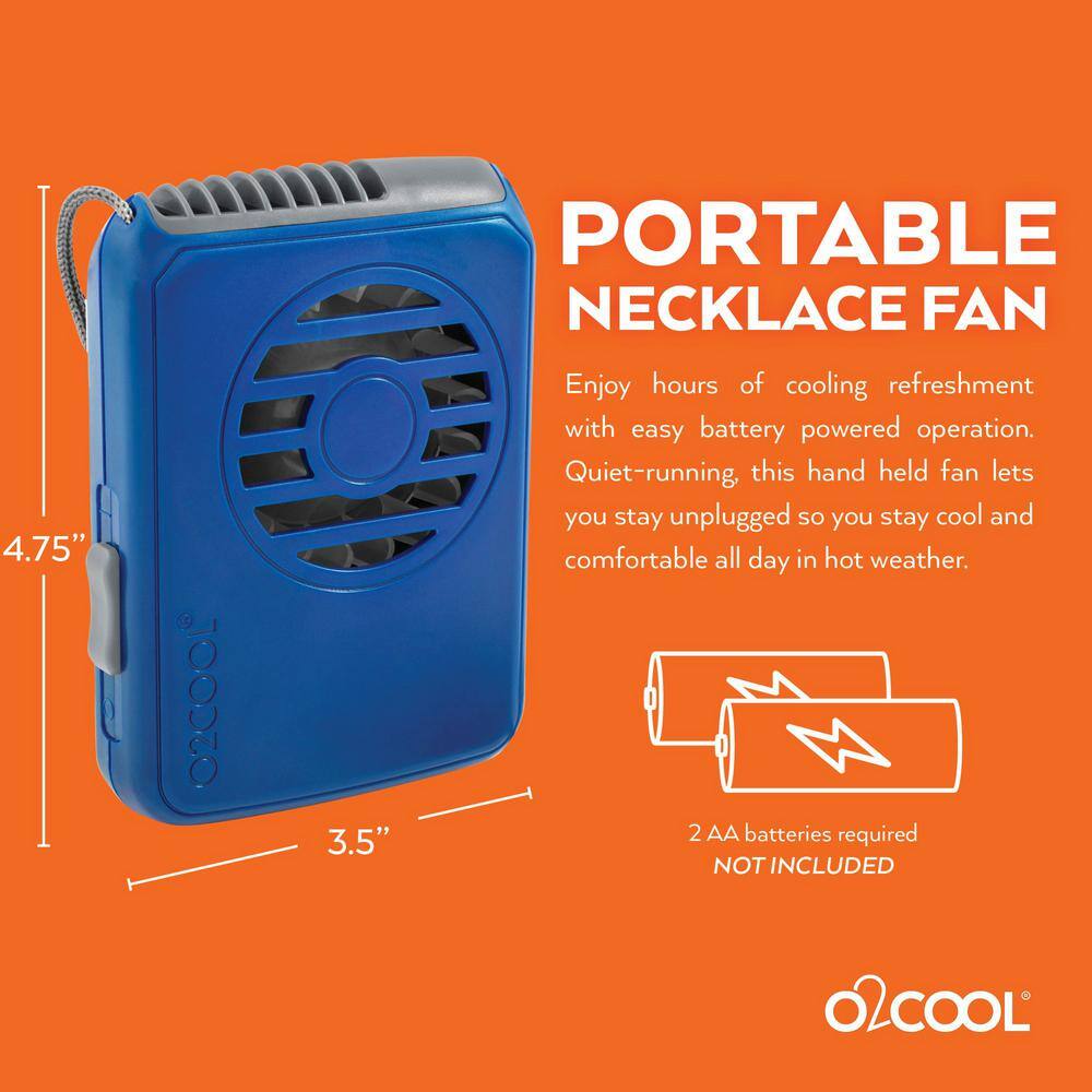 O2COOL Deluxe 2.5 in. Necklace Fan in Blue FN02001