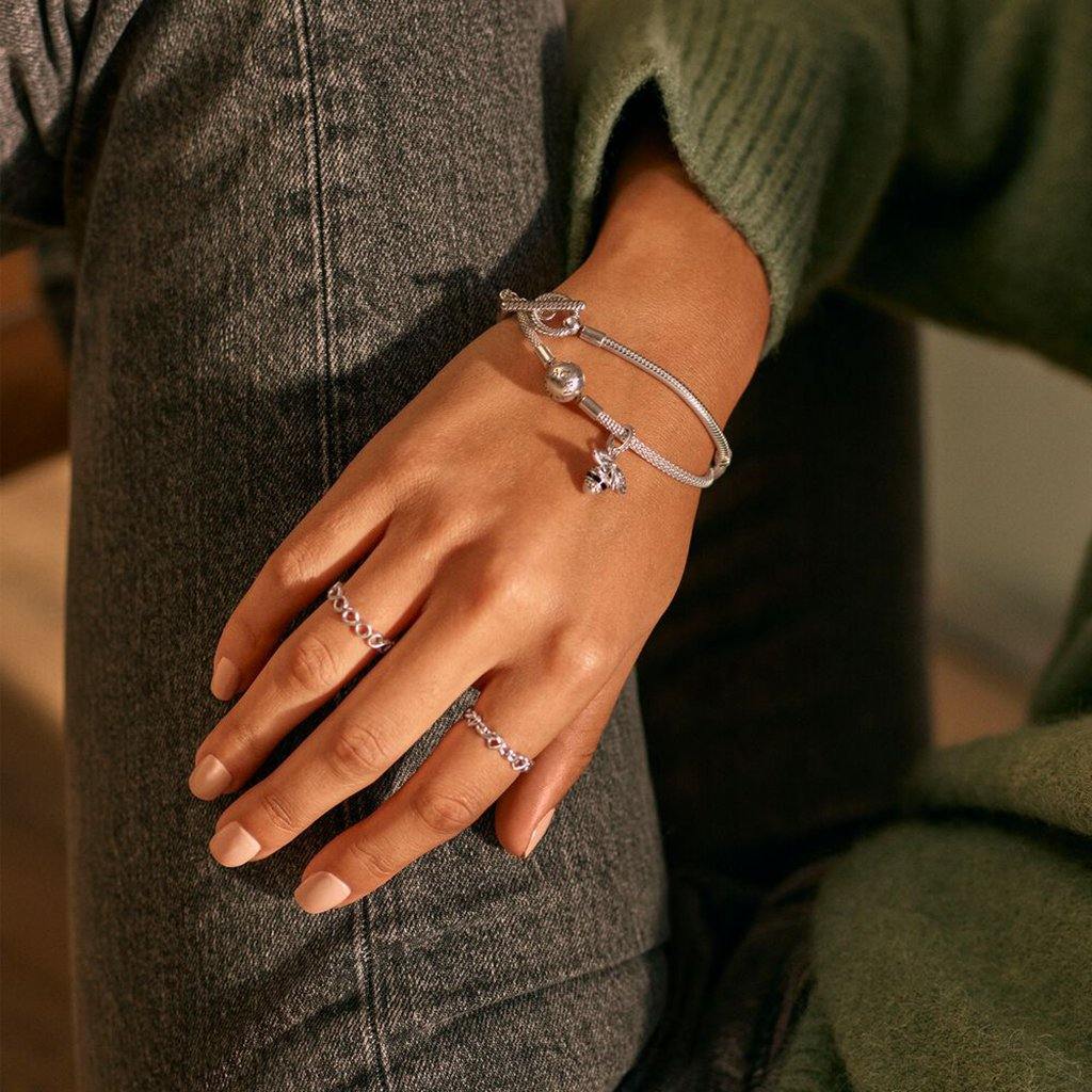 PANDORA  Pandora Moments T-Bar Snake Chain Bracelet in Sterling Silver