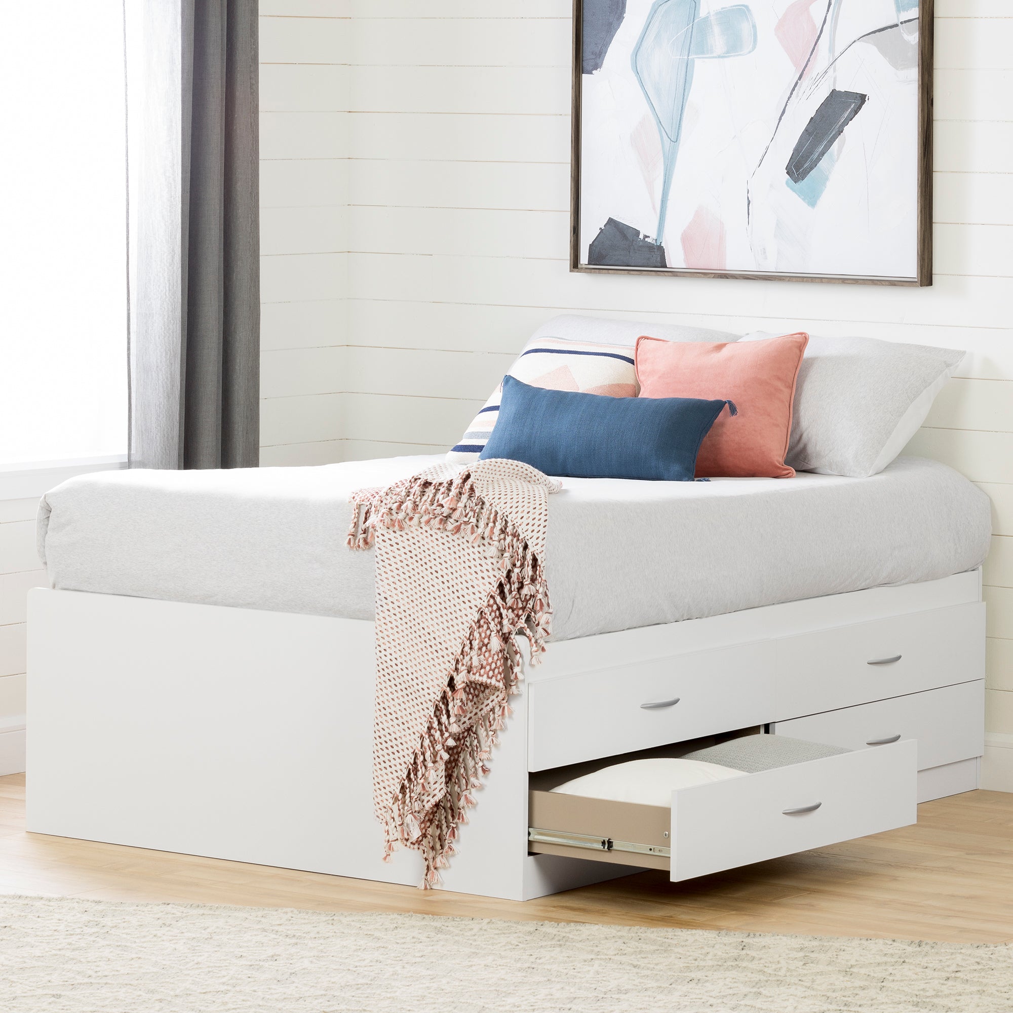 South Shore SoHo Full Captain Bed (54'') with 4 Drawers, Pure White