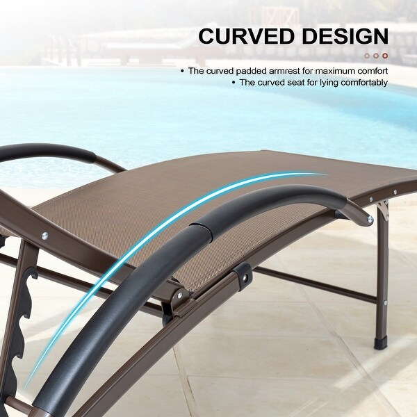 Crestlive Outdoor Adjustable Reclining Chaise Lounge Chair with Arms and Headrest，Aluminum or Steel Frame Options