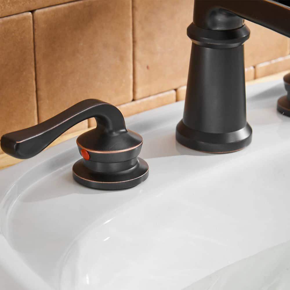 BWE 8 in Waterfall Widespread 2Handle Bathroom Faucet With Supply Line in Spot Resist Oil Rubbed Bronze